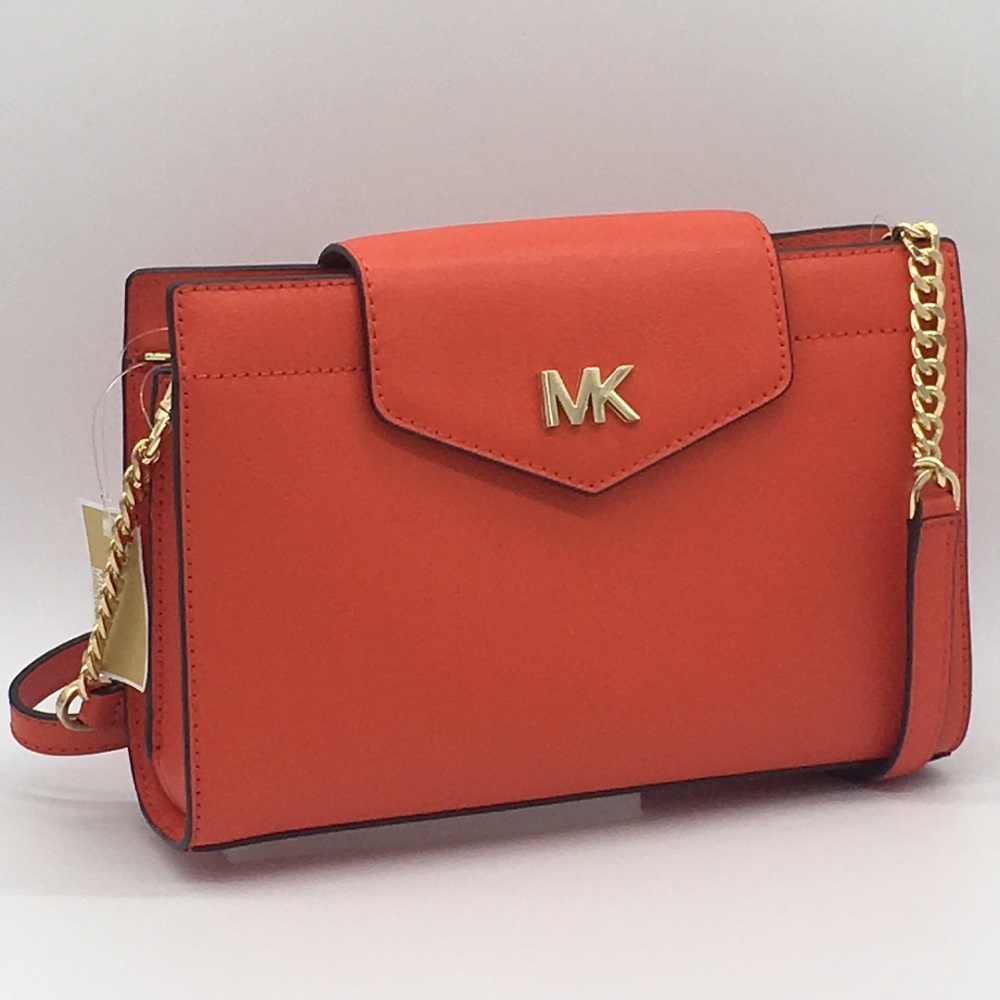 MICHAEL KORS MOTT LG CLUTCH XBODY MANDARIN - Picture 1 of 8